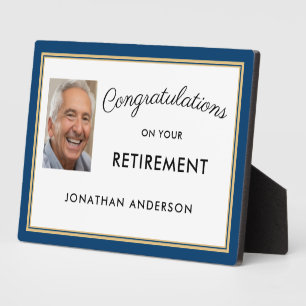 Blue Simple Retirement Party Photo Banner Plaque