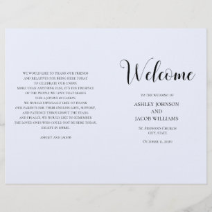 Blue simple wedding. Typography program folded