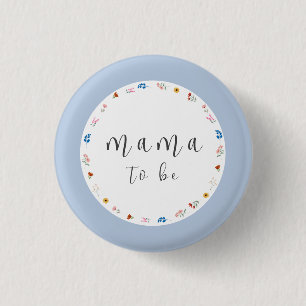Blue Simple Wildflower Mama to be Baby Shower 3 Cm Round Badge