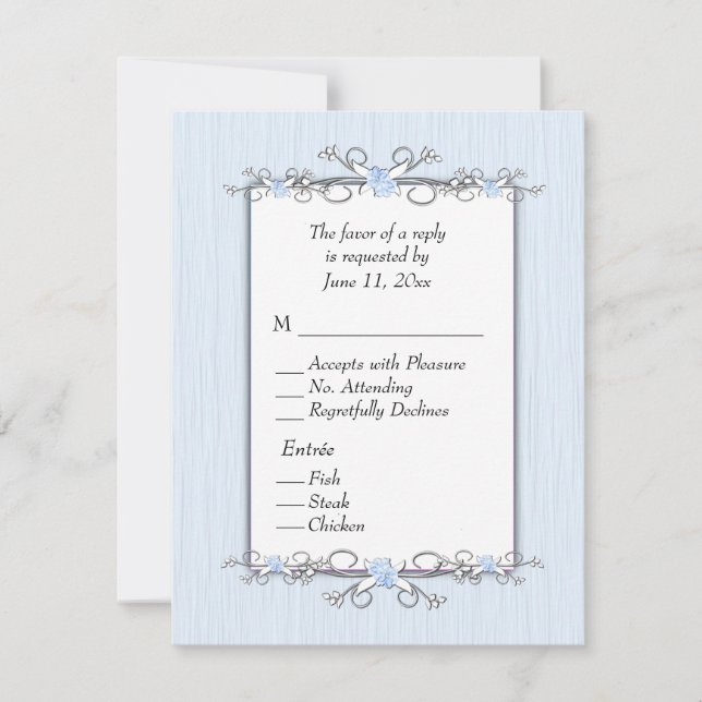 Blue Simplicity  RSVP with Entree List Card (Front)