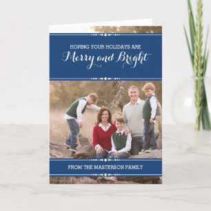 Blue Simply Chic Holiday Photo Card