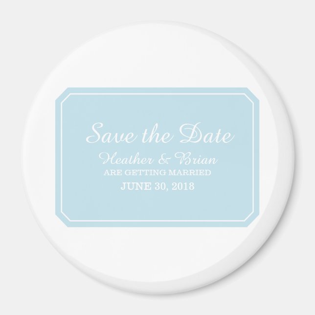 Blue Simply Elegant Save the Date Magnet (Front)