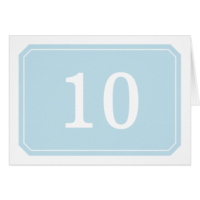 Blue Simply Elegant Table Number Card (Front Horizontal)