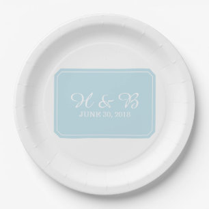 Blue Simply Elegant Wedding Paper Plate