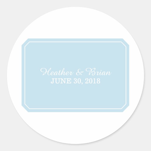 Blue Simply Elegant Wedding Stickers (Front)
