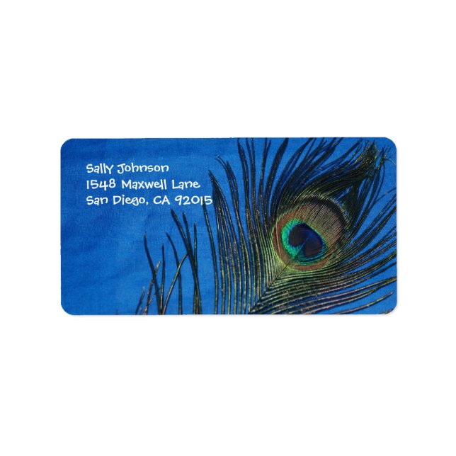 Blue Single Peacock Feather Label (Front)