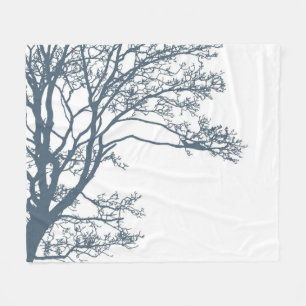 Blue Single Tree Boho Fleece Blanket