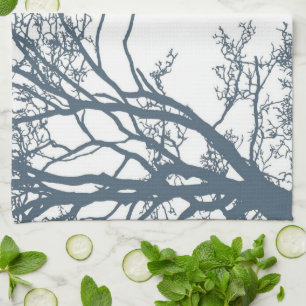 Blue Single Tree Boho Tea Towel