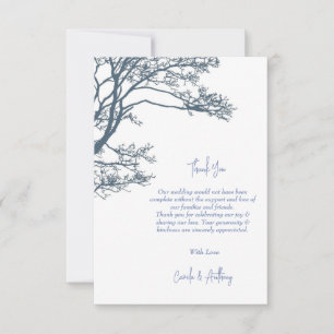 Blue Single Tree Boho Wedding Thank You Card