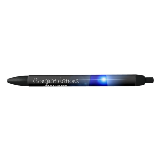 Blue Siren Police Congratulations Black Ink Pen (Front)
