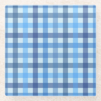 Blue Six-Colour Gingham Pattern Glass Coaster