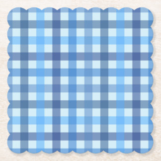 Blue Six-Colour Gingham Pattern Paper Coaster