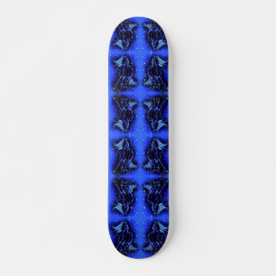 Blue Skateboard Horses Running In Starry Moonlight