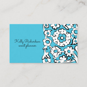 Blue Sketched Flowers Business Card