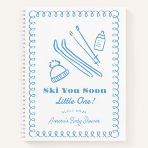 Blue Ski You Soon Boy Baby Shower Guest Book