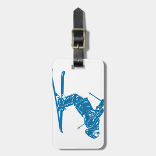 Blue-Skier Luggage Tag