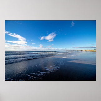 Blue skies and open waves poster