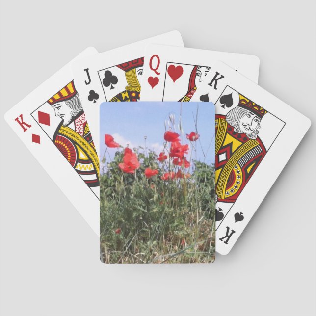 Blue Skies and Red Poppies Playing Cards (Back)