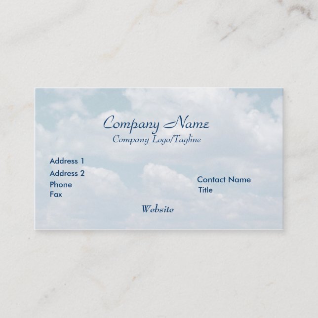 'Blue Skies'  Business Card (Front)