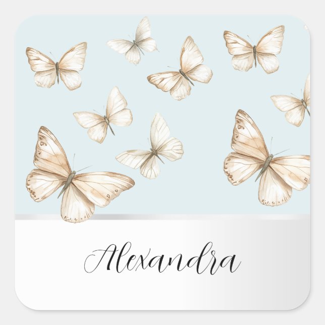 Blue Skies & Butterflies  Square Sticker (Front)
