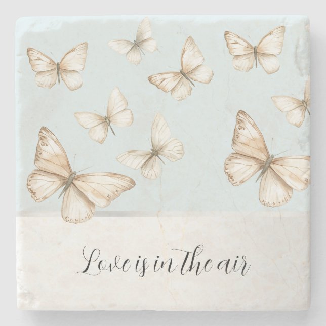 Blue Skies & Butterflies  Stone Coaster (Front)