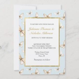 Blue Skies & Butterflies Wedding   Invitation