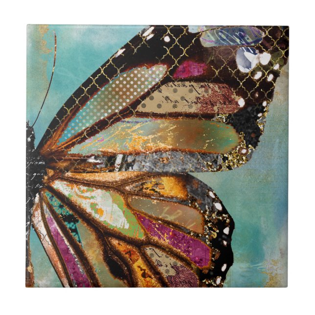 Blue Skies Butterfly Ceramic Tile (Front)
