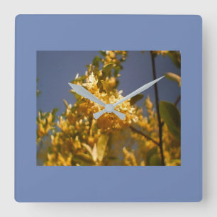 Blue Skies Floral Square Wall Clock