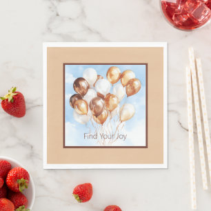 Blue Skies Gold White Balloons Napkin