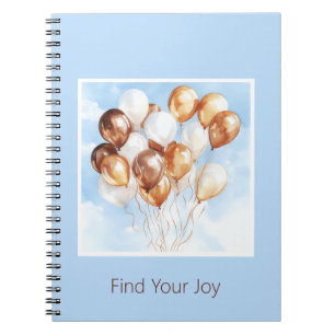 Blue Skies Gold White Balloons Notebook
