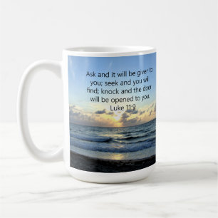 BLUE SKIES LUKE 11:9 OCEAN PHOTO DESIGN COFFEE MUG