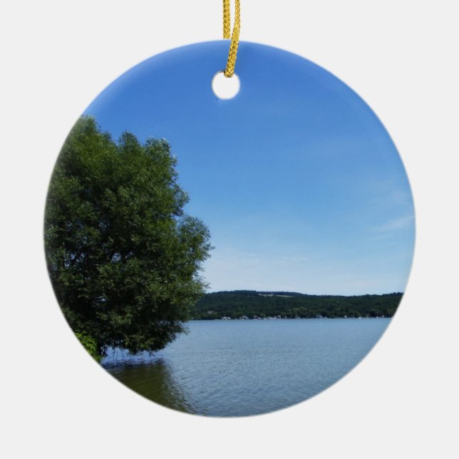 Blue Skies over Otisco Lake Ornament (Front)