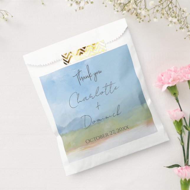 Blue Skies Painted Landscape Modern Thank You Favour Bags (Sealed)