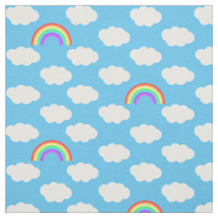Blue Skies Rainbows Pattern Fabric