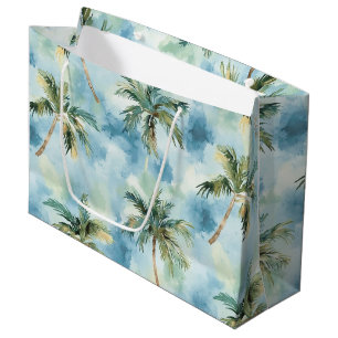 Blue Skies Tropical Island Palm Trees Birthday Large Gift Bag