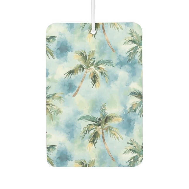 Blue Skies Tropical Island Palm Trees   Car Air Freshener (Front)