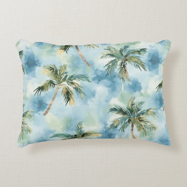 Blue Skies Tropical Island Palm Trees   Decorative Cushion (Front)