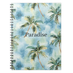 Blue Skies Tropical Island Palm Trees   Notebook