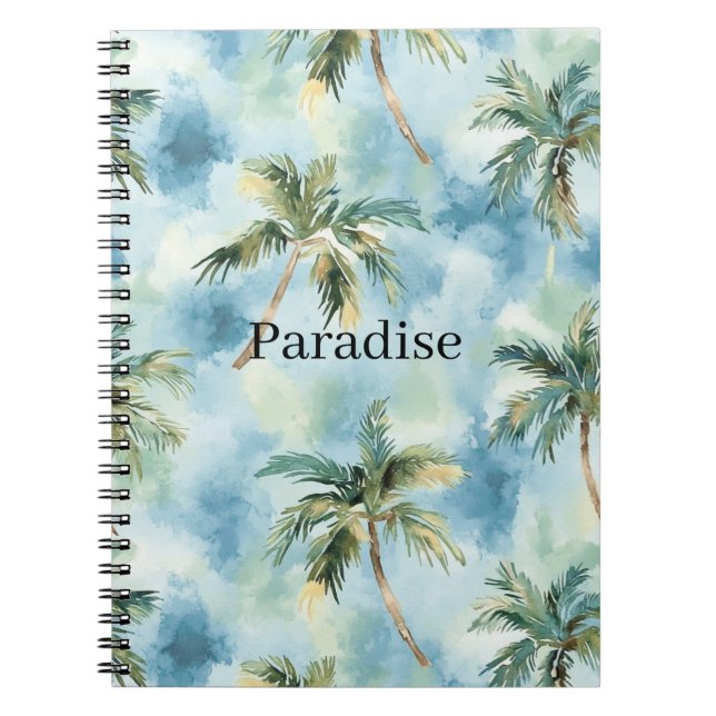 Blue Skies Tropical Island Palm Trees   Notebook (Front)