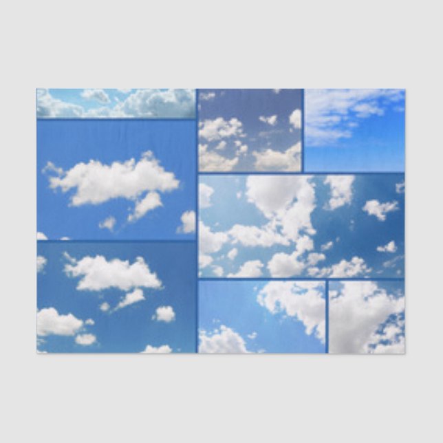 Blue Skies & White Clouds Collage Tissue Paper (Front)