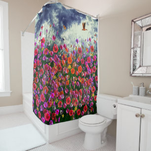 Blue Skies -Wildflower Fields Shower Curtain