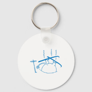 Blue Skiing Moomintroll Stuck In Snow Winter Games Key Ring