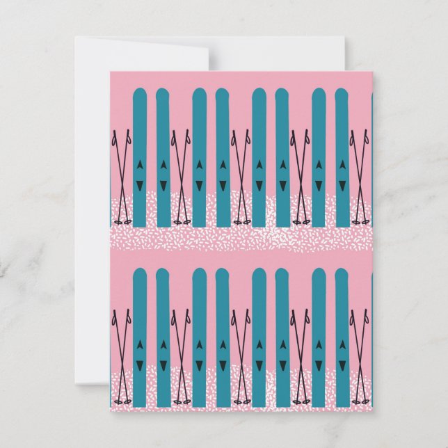 Blue skis on pink card (Front)