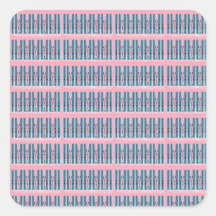 Blue skis on pink square sticker