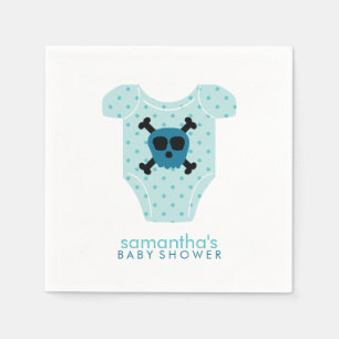 Blue Skull and Bones Baby Outfit Baby Shower Napkin