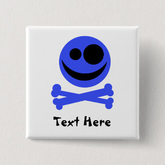 Blue Skull and Crossbones. 15 Cm Square Badge