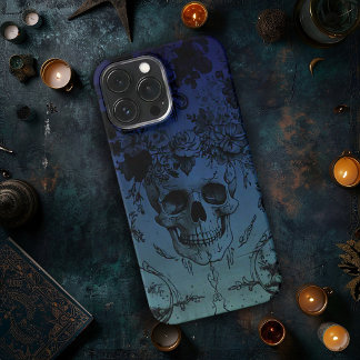 Blue Skull and floral iPhone 13 Pro Max Case