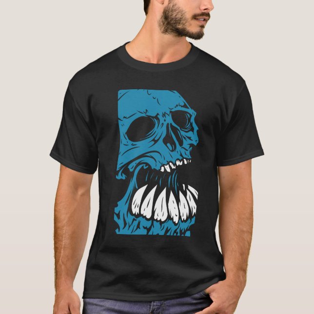Blue Skull Artistics Cool Print On Demand T-Shirt (Front)