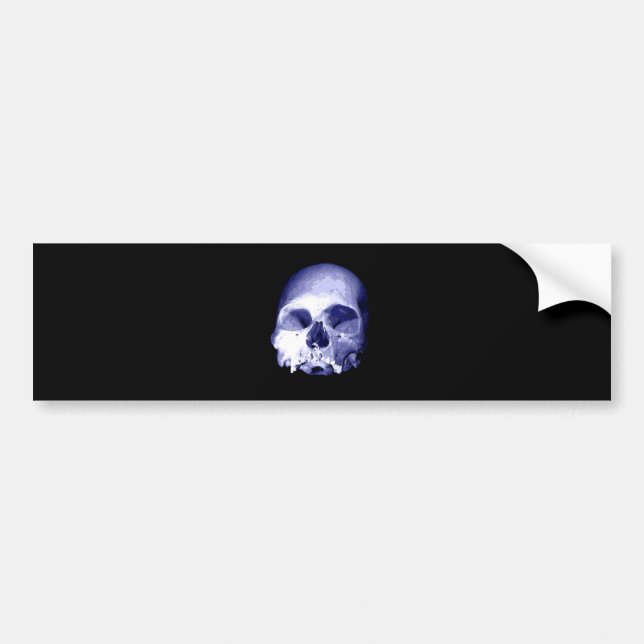 Blue Skull Bumper Sticker (Front)