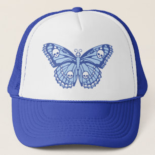 Blue Skull Butterfly Trucker Hat